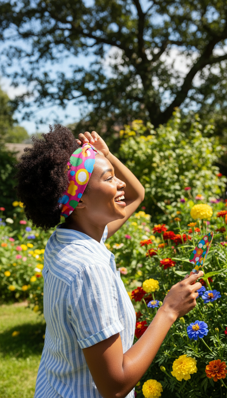 Patterned Headband in use