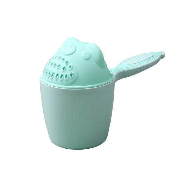 Bear shampoo rinse cup in mint green, front view
