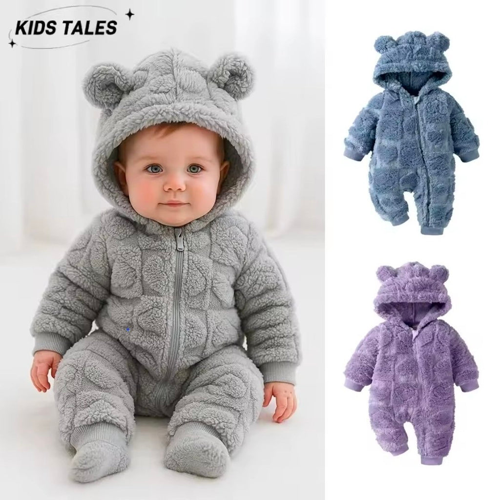 Fluffy Bear Hooded Romper