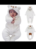 Fluffy Bear Hooded Romper