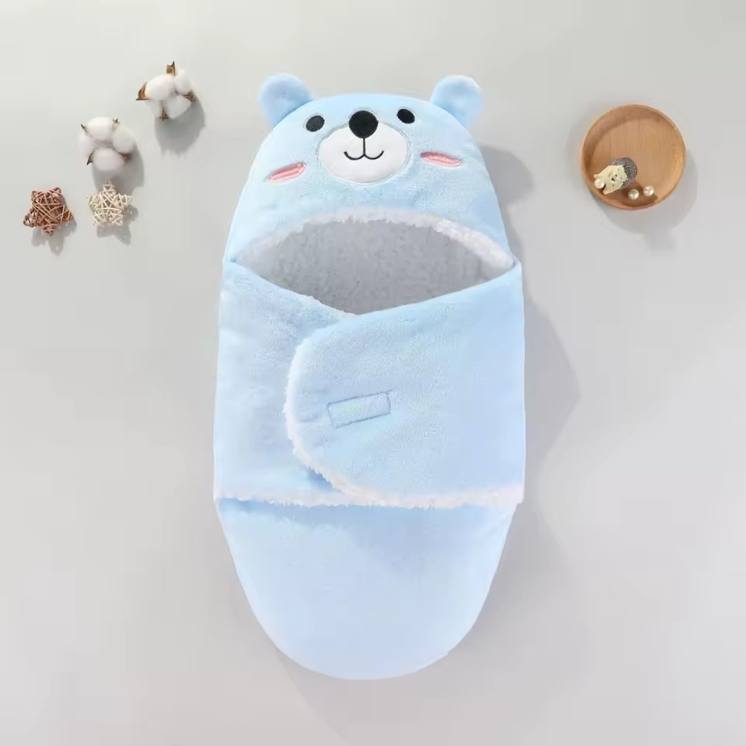 Bear Swaddle Wrap Blanket — Blue