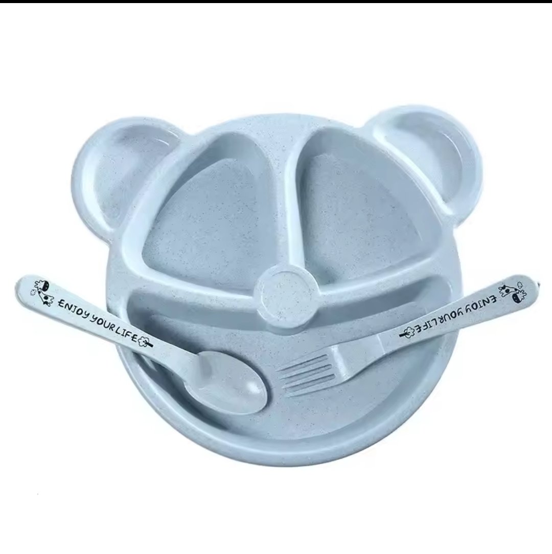 Bear Divided Plate Set with Spoon and Fork