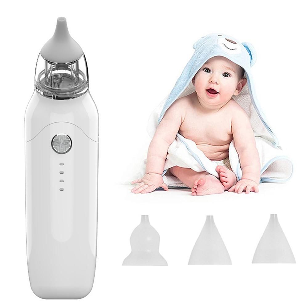 Electric baby nasal aspirator with interchangeable silicone tips