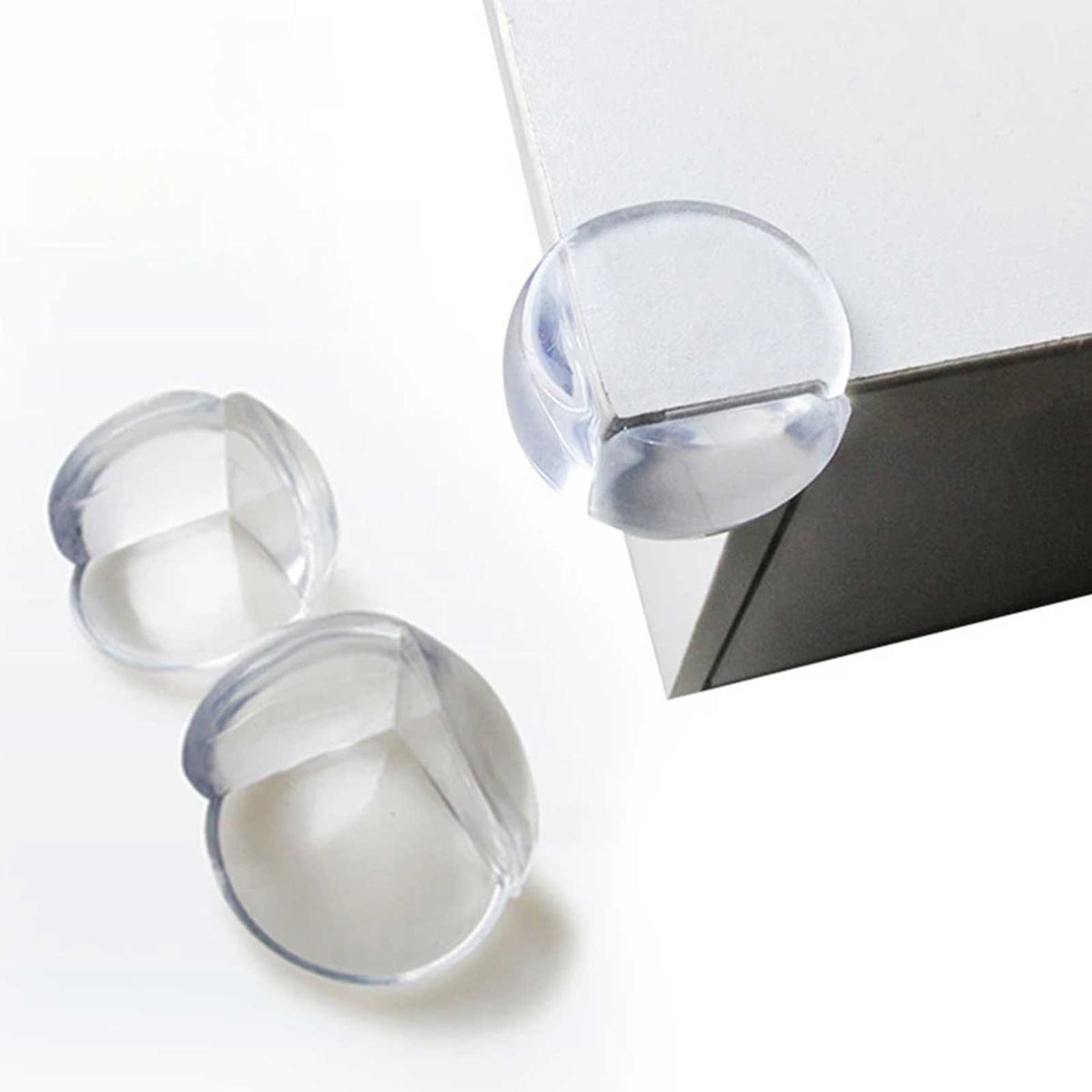Clear silicone corner protectors in a pile