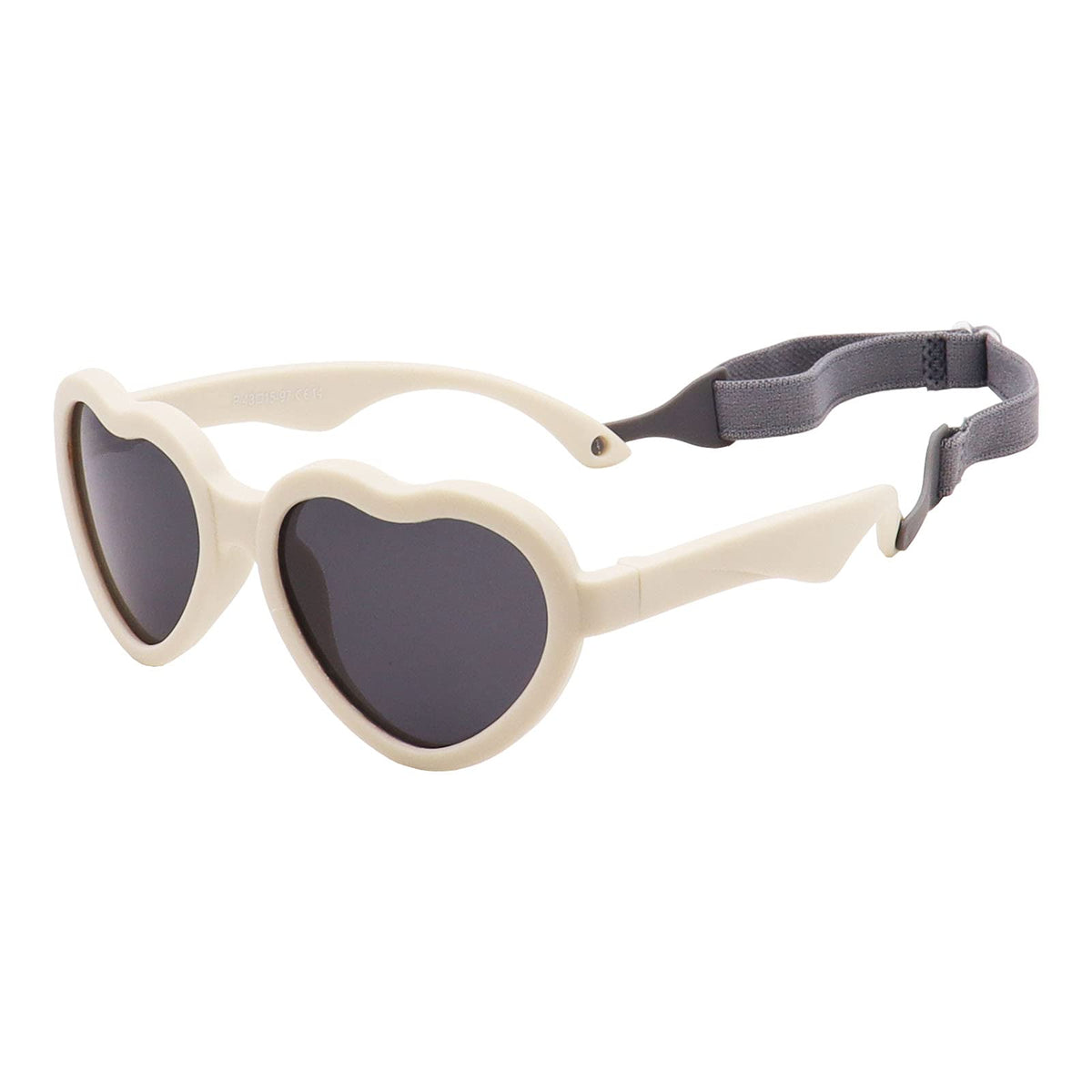 Heart-shaped baby sunglasses with strap in cream