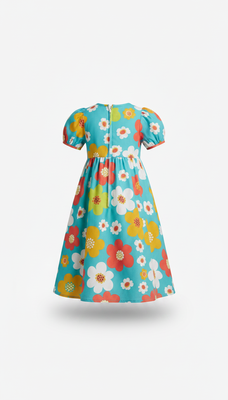 Alternate angle view of Aqua Breeze Floral Print Frock