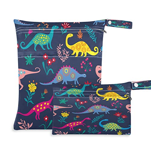 Waterproof wet dry bags with dinosaur print, two sizes