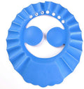 Blue adjustable baby shampoo cap visor with ear protection
