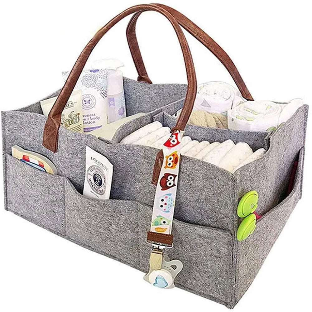 Felt diaper caddy organizer with handle