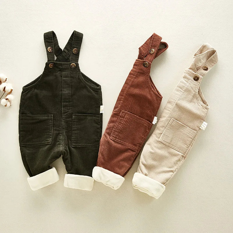 Corduroy Baby Overalls — Velvet-Lined Winter Romper (Toddler)