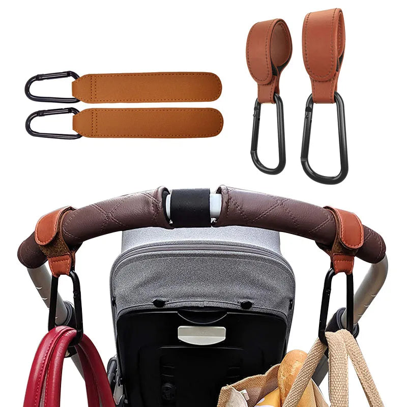 PU leather stroller hooks for hanging bags