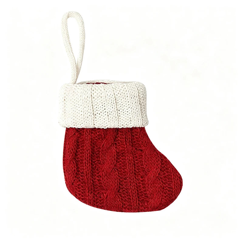 Mini Knitted Christmas Stocking Ornaments