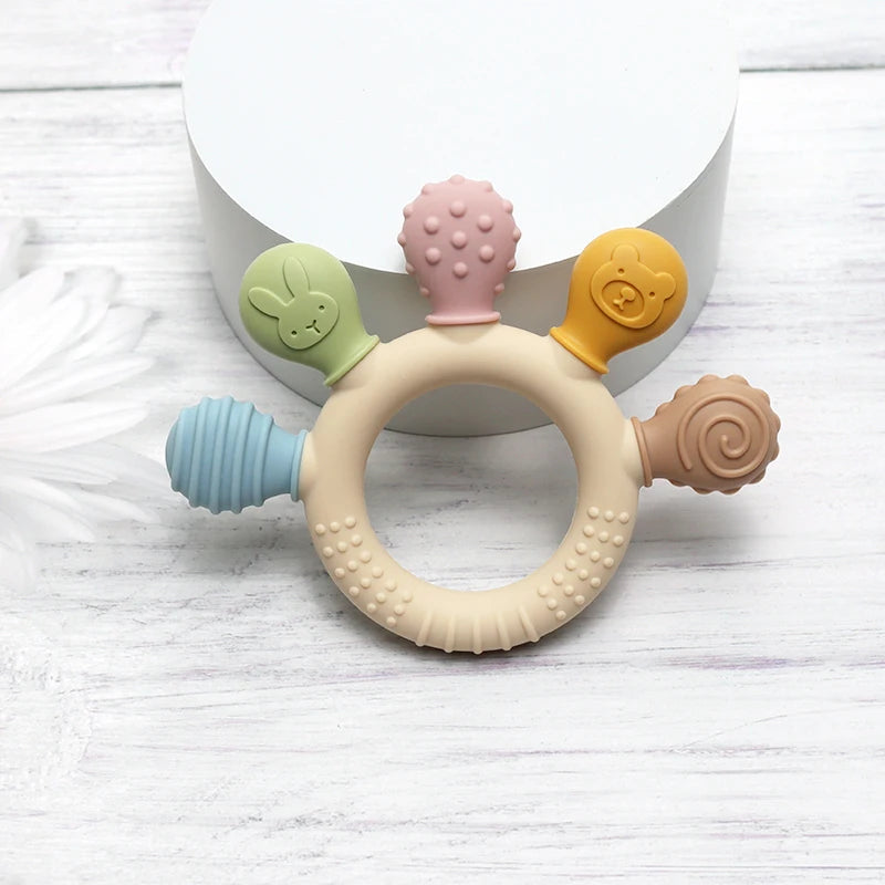 Multicolour silicone ring teether toy