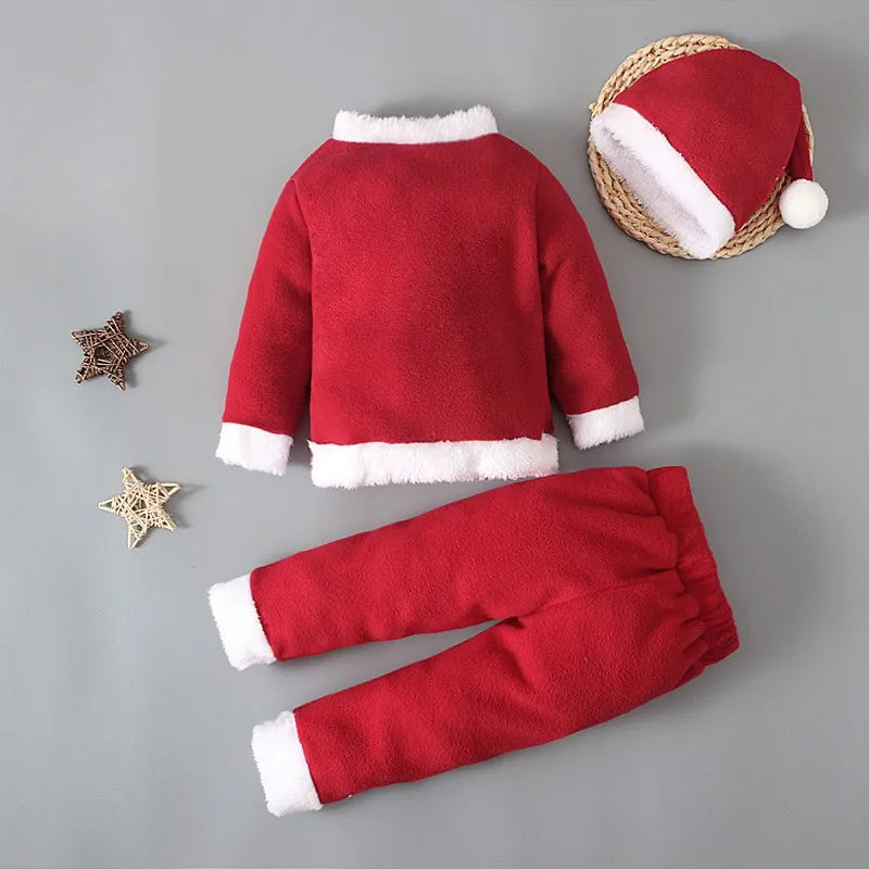 Baby Santa costume set with hat, back view