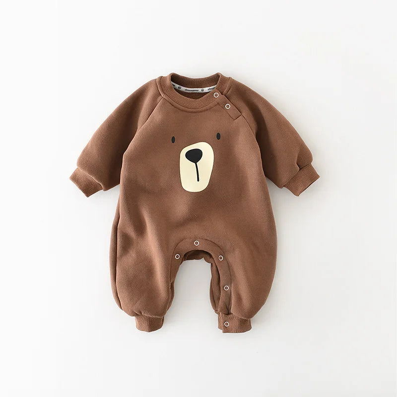 Bear Cotton Home Jumpsuit — Long-Sleeve Baby Romper Onesie