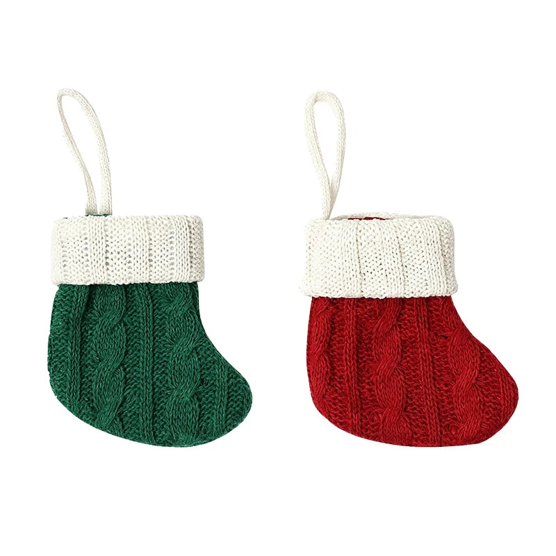Mini Knitted Christmas Stocking Ornaments