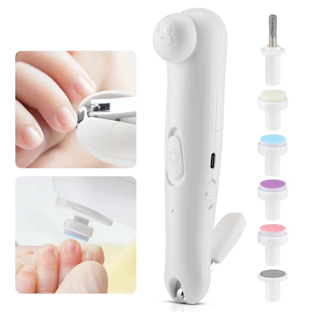 Electric baby nail trimmer kit with grinding heads