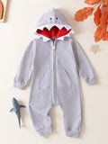 Hooded Shark Baby Romper — Long-Sleeve Winter Crawling Suit