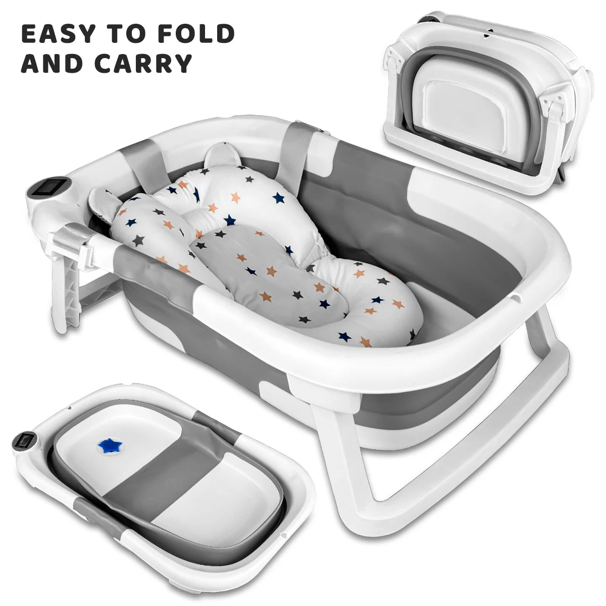 Foldable Baby Bathtub with Cushion Insert
