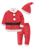 Baby Santa costume set with top, pants and hat