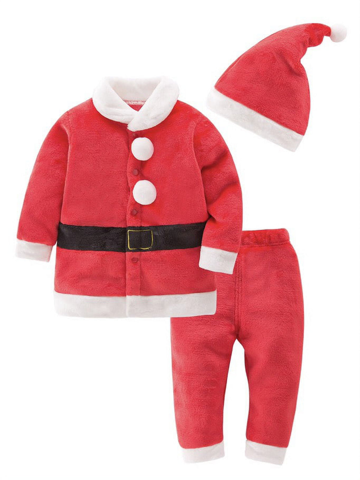 Baby Santa costume set with top, pants and hat