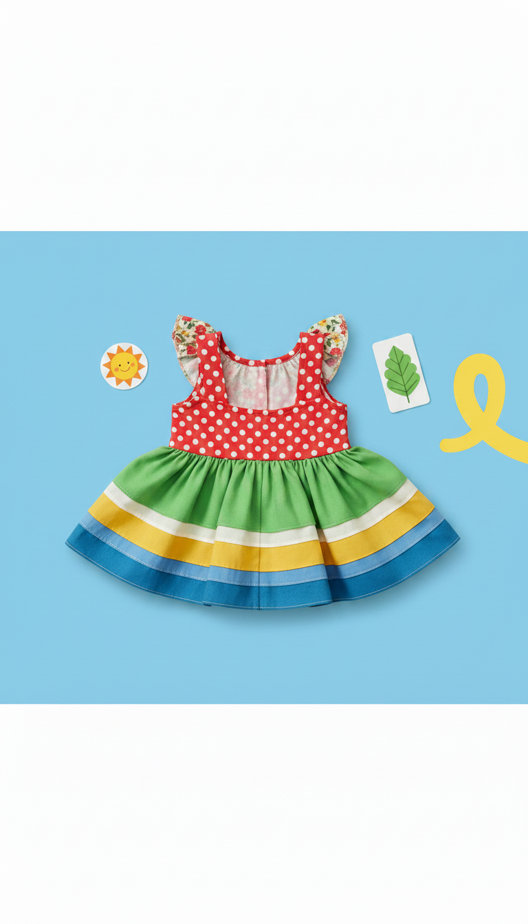 Alternate angle view of Patterned Vintage Dress with Fun Layering