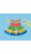 Patterned vintage dress with fun layering, Primary product angle: 3/4 view on child mannequin or flat-lay with slight...