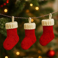 Mini knitted Christmas stocking ornaments
