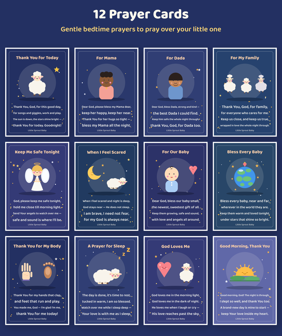 The 12 printable prayer cards with lamb artwork